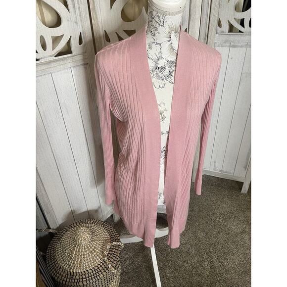 LOFT Lightweight Cardigan Women's Small Light Pink Open Front Long Sleeve Top - Picture 1 of 7